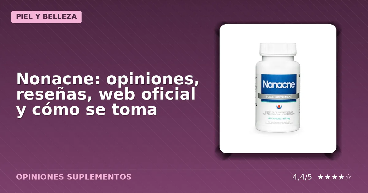 Envase del suplemento dietético Nonacne para cuidado facial