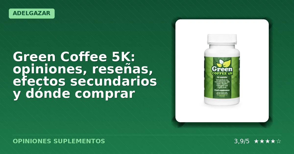 Paquete oficial del suplemento Green Coffee 5K