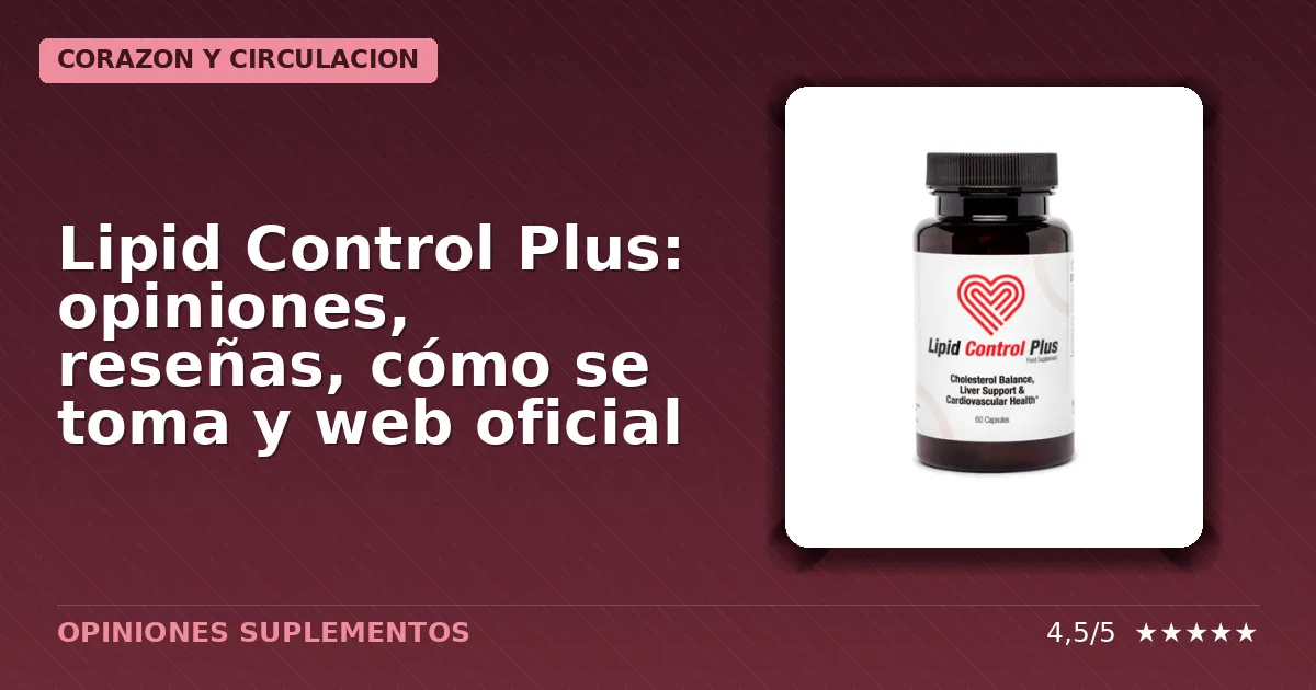 Envase oficial del suplemento dietético Lipid Control Plus